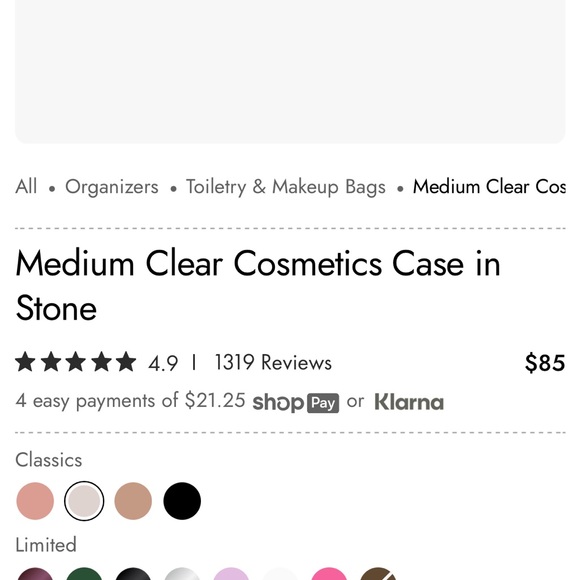 NWT Calpak Medium Clear Cosmetic Case in Stone - Picture 6 of 7